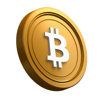 Pièce Bitcoin (BTC) en angle dans la mise en page de la section hero